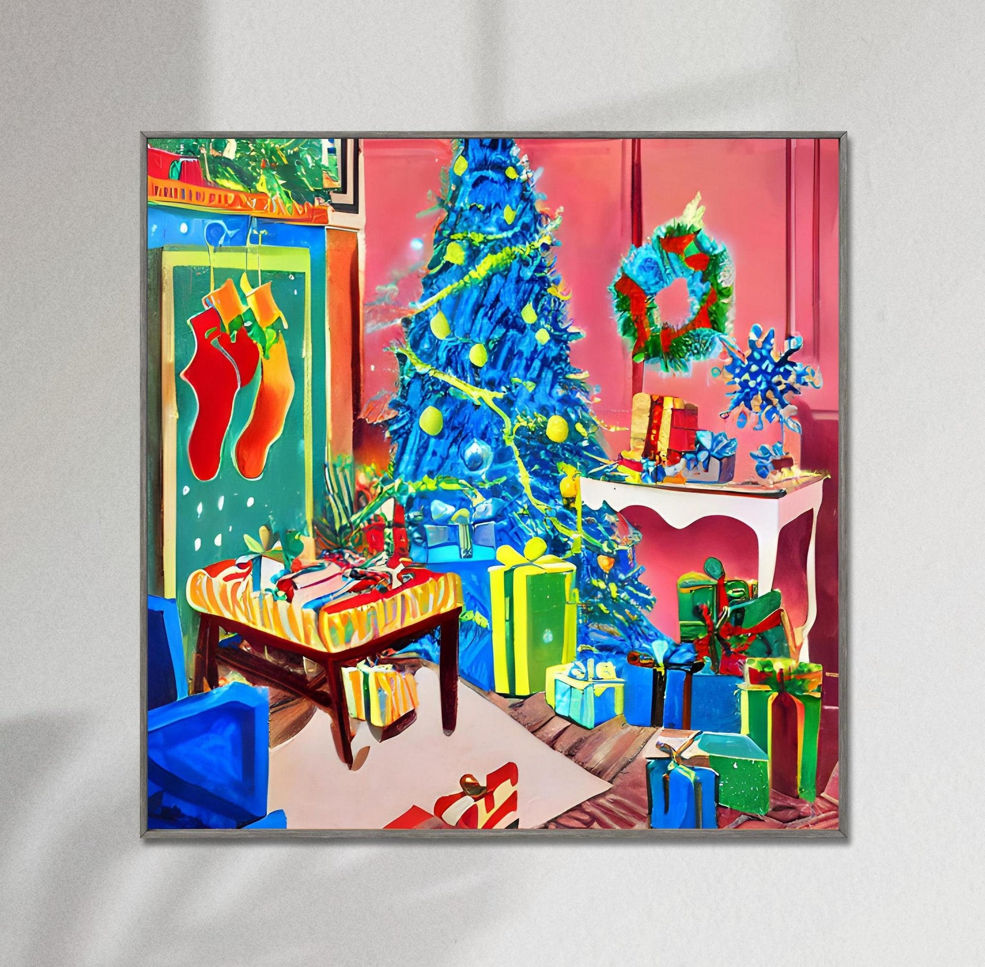 Shop Windows With Christmas Decorations Canvas Print, Abstract Print, Minimalist Prints, Kids Wall Art, Framed Art Print, Fine Art Poster