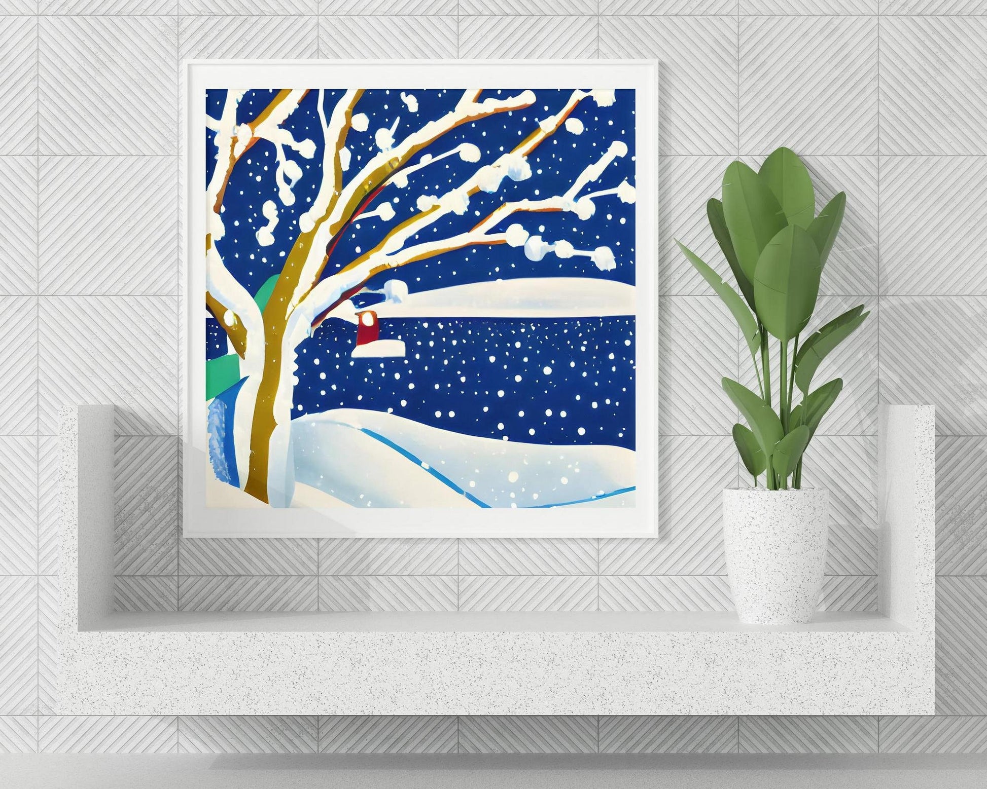 Village On Snowy Christmas Eve Canvas Print, Canvas Print, Abstract Print, Minimalist Prints, Home Decor, Framed Canvas, Watercolor Print