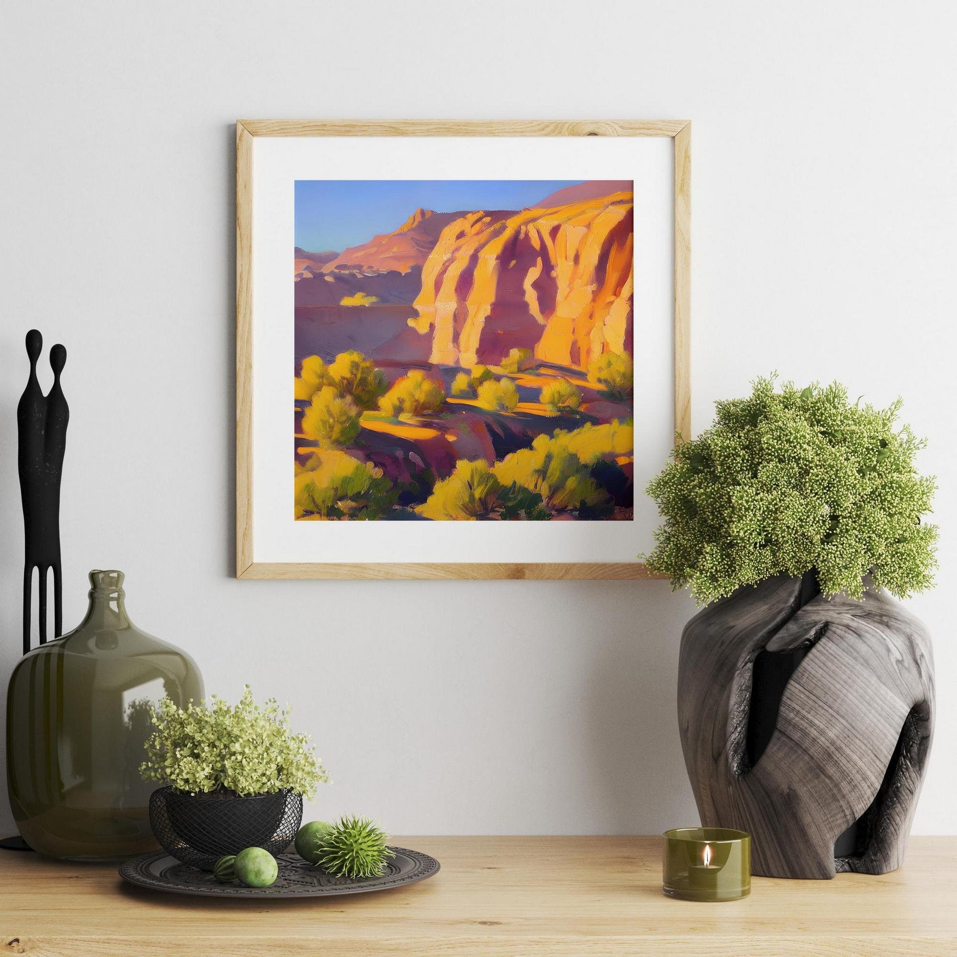 USA Art Deco Poster, Retro Travel Print, Brown Canyon National Monument, Spring Morning, Colorado, Aesthetic Room Decor, Framed Canvas
