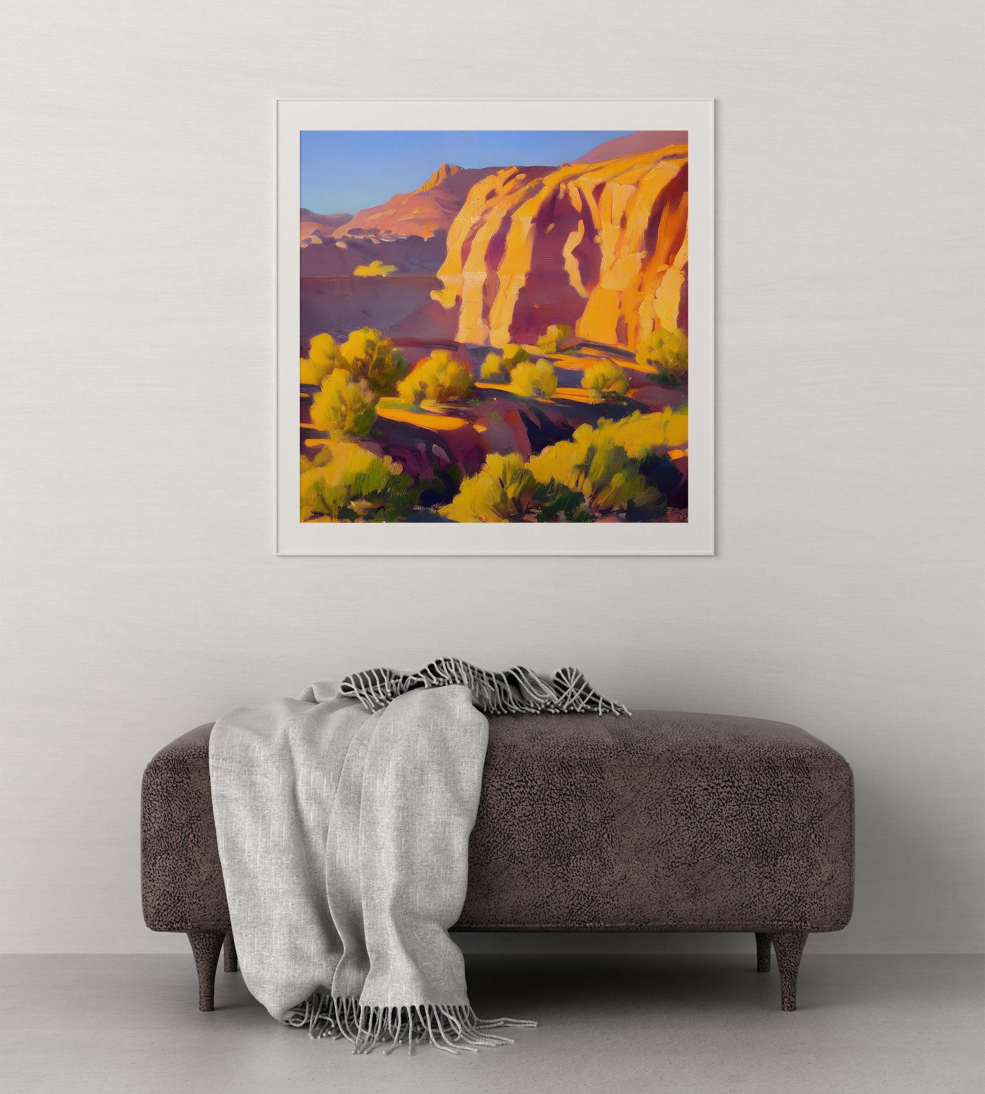 USA Art Deco Poster, Retro Travel Print, Brown Canyon National Monument, Spring Morning, Colorado, Aesthetic Room Decor, Framed Canvas