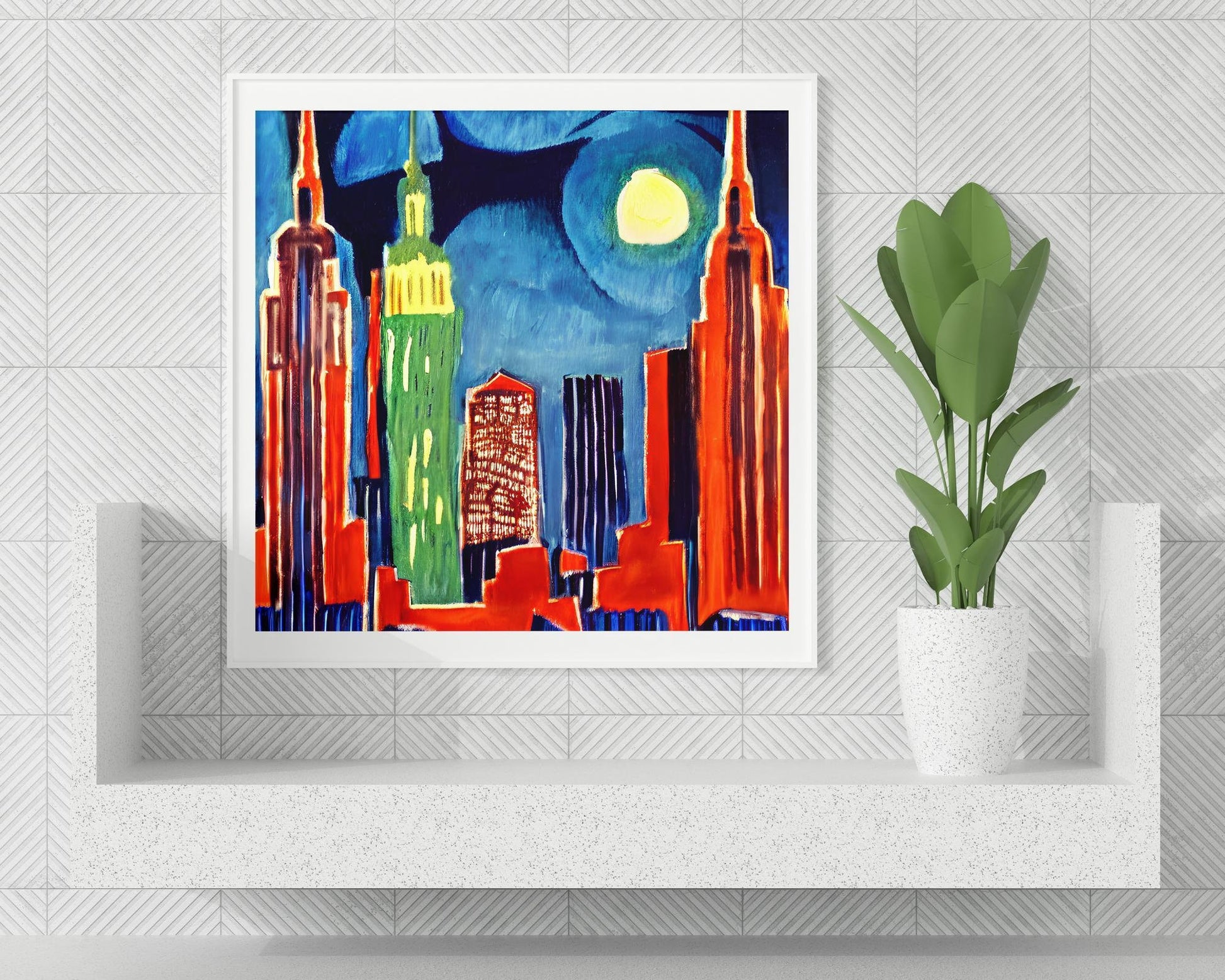 New York Empire State Building Night View, Wall Art, Travel Poster, Travel Poster, Nyc Travel Poster, Aesthetic Poster, Framed Art Print