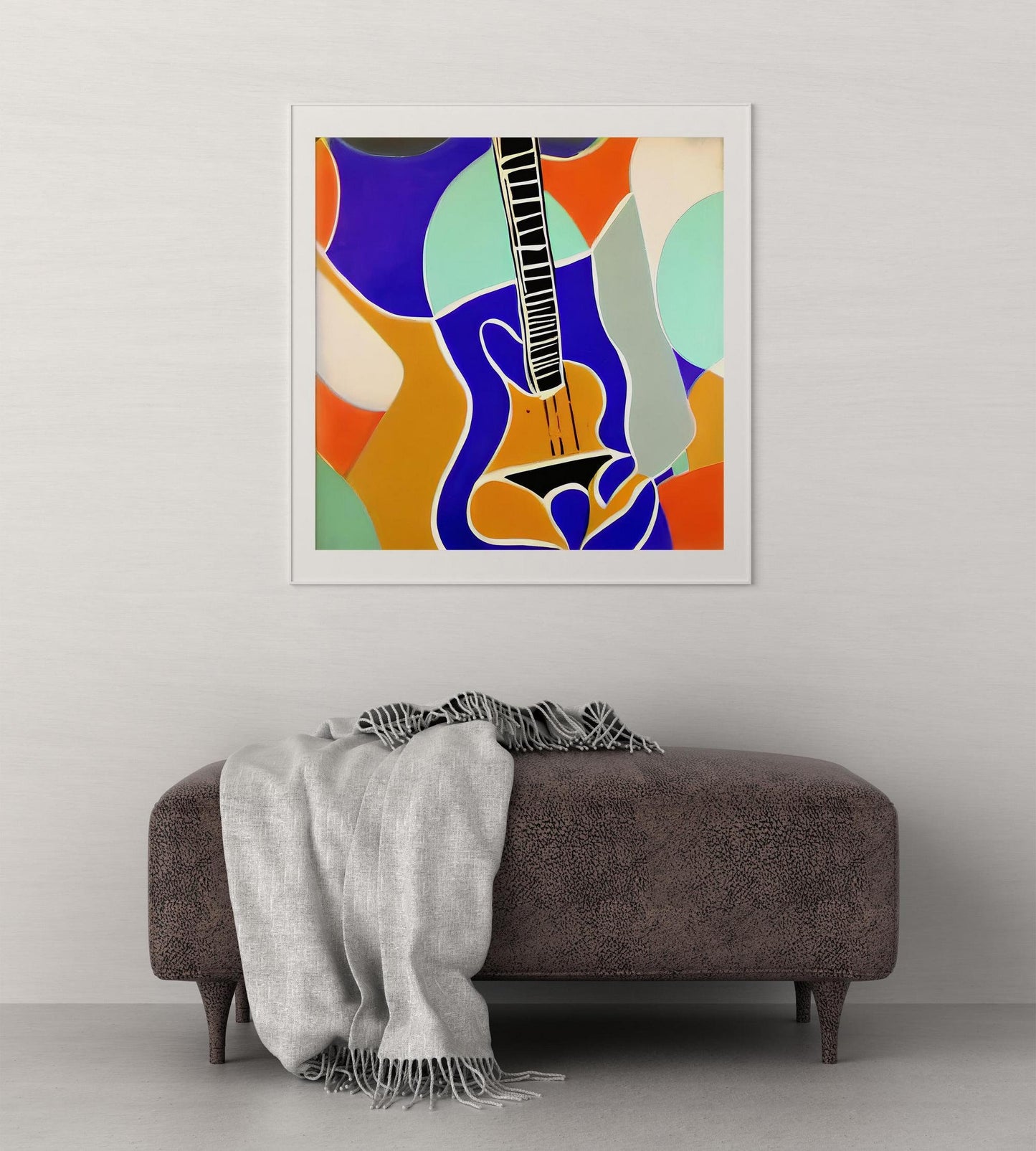 Guitar Music Abstract Art Canvas Print, Abstract Print, Minimalist Wall Art Bedroom, Wall Decor Poster, Framed Canvas, Watercolor Art
