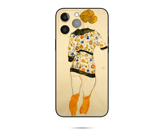 Iphone 14 Case Of Egon Schiele Famous Painting, Iphone Cover, Iphone 14 Pro Case, Iphone 7 Plus, Expressionist , Colorful, Aesthetic Iphone