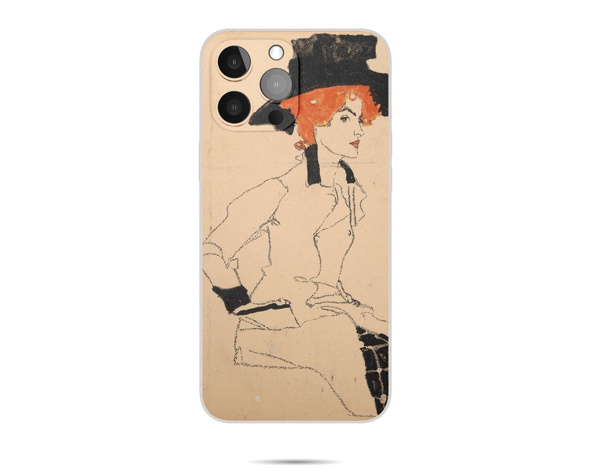 Iphone 14 Case Of Egon Schiele Famous Painting Iphone Cover, Iphone 13, Iphone 7 Plus, Expressionist , Colorful, Aesthetic Iphone