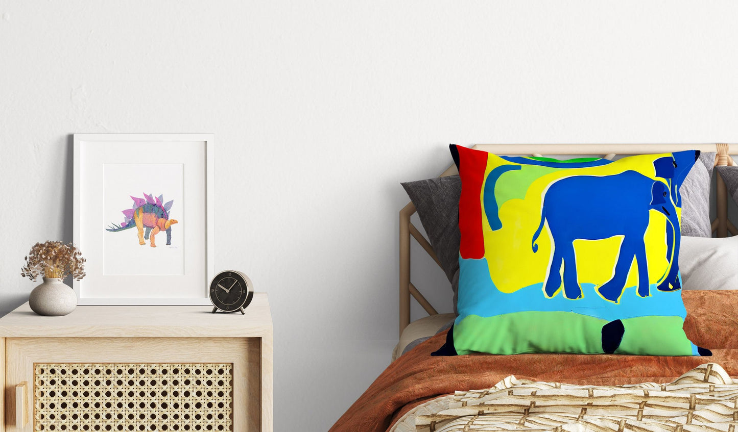 Modern Art African Wildlife Elephant, Decorative Pillow, Abstract Throw Pillow Cover, Comfortable, Housewarming Gift, Pillow Cases For Kids