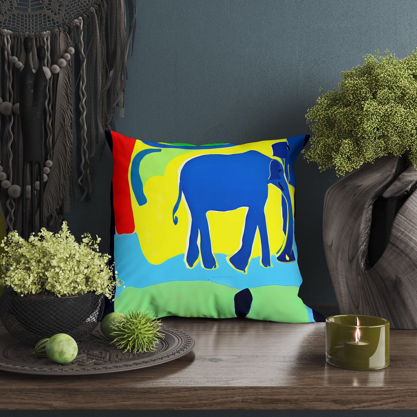 Modern Art African Wildlife Elephant, Decorative Pillow, Abstract Throw Pillow Cover, Comfortable, Housewarming Gift, Pillow Cases For Kids