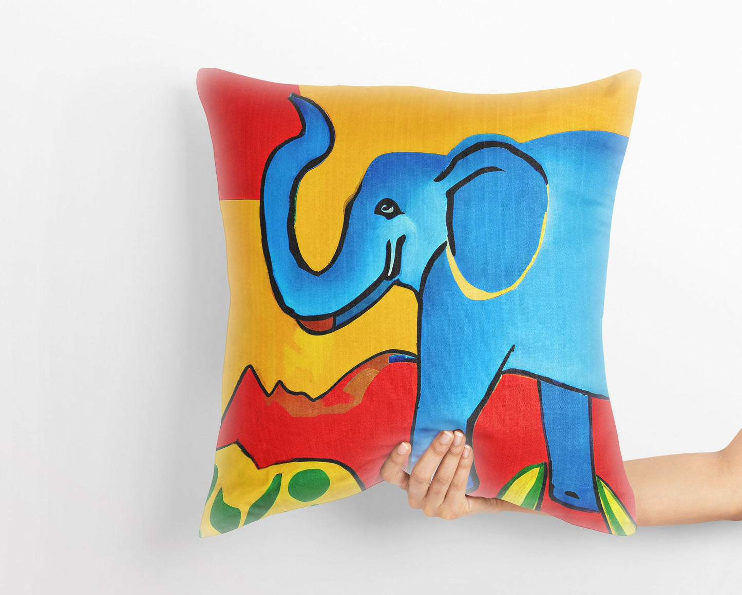 Modern Art African Wildlife Elephant, Throw Pillow Cover, Abstract Art Pillow, Comfortable, Colorful Pillow Case, Fashion