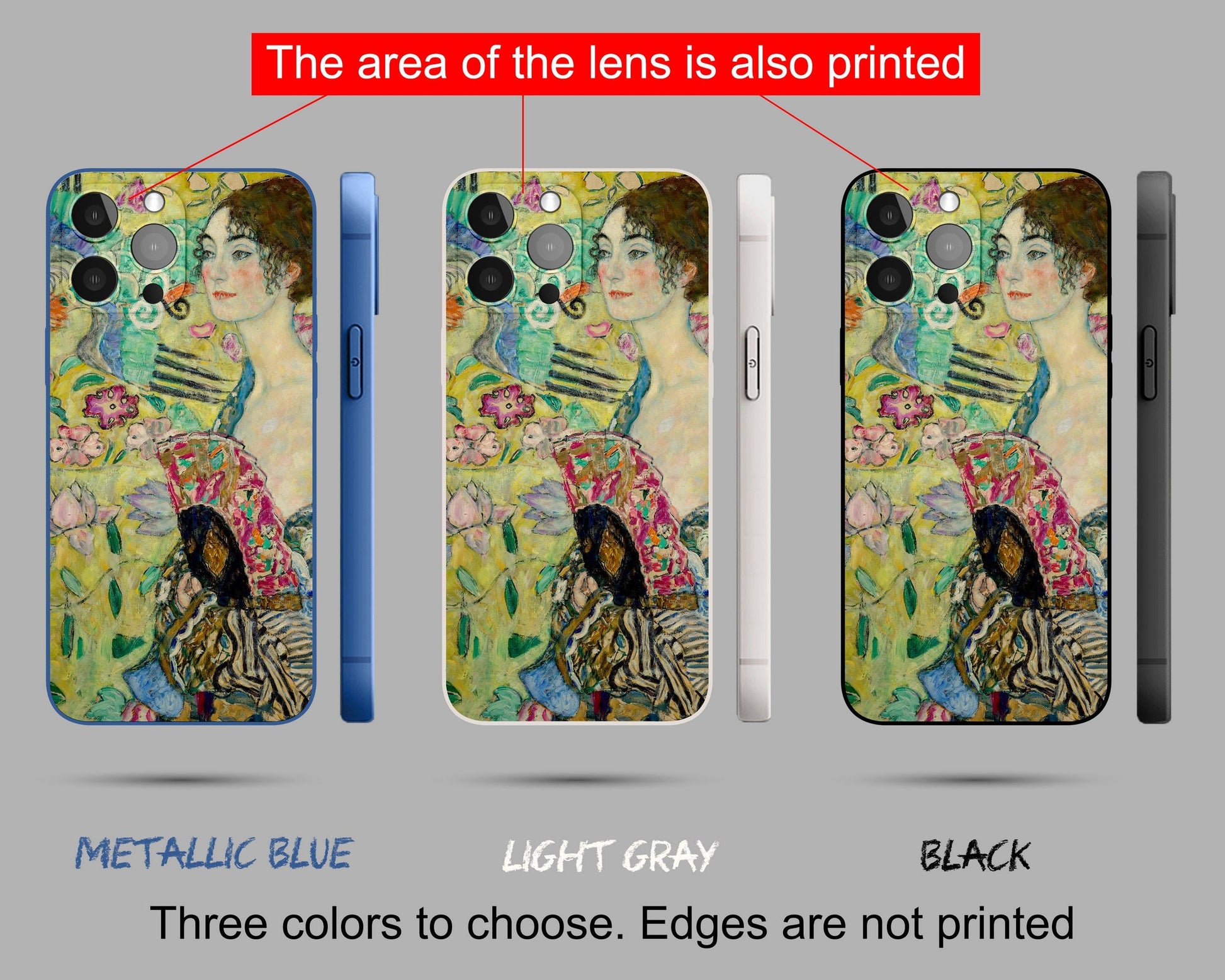 Iphone Case Of Gustav Klimt Painting Lady With Fan, Iphone 13, Iphone Se Case, Art Nouveau, Vivid Colors, Designer Iphone 8 Plus Case