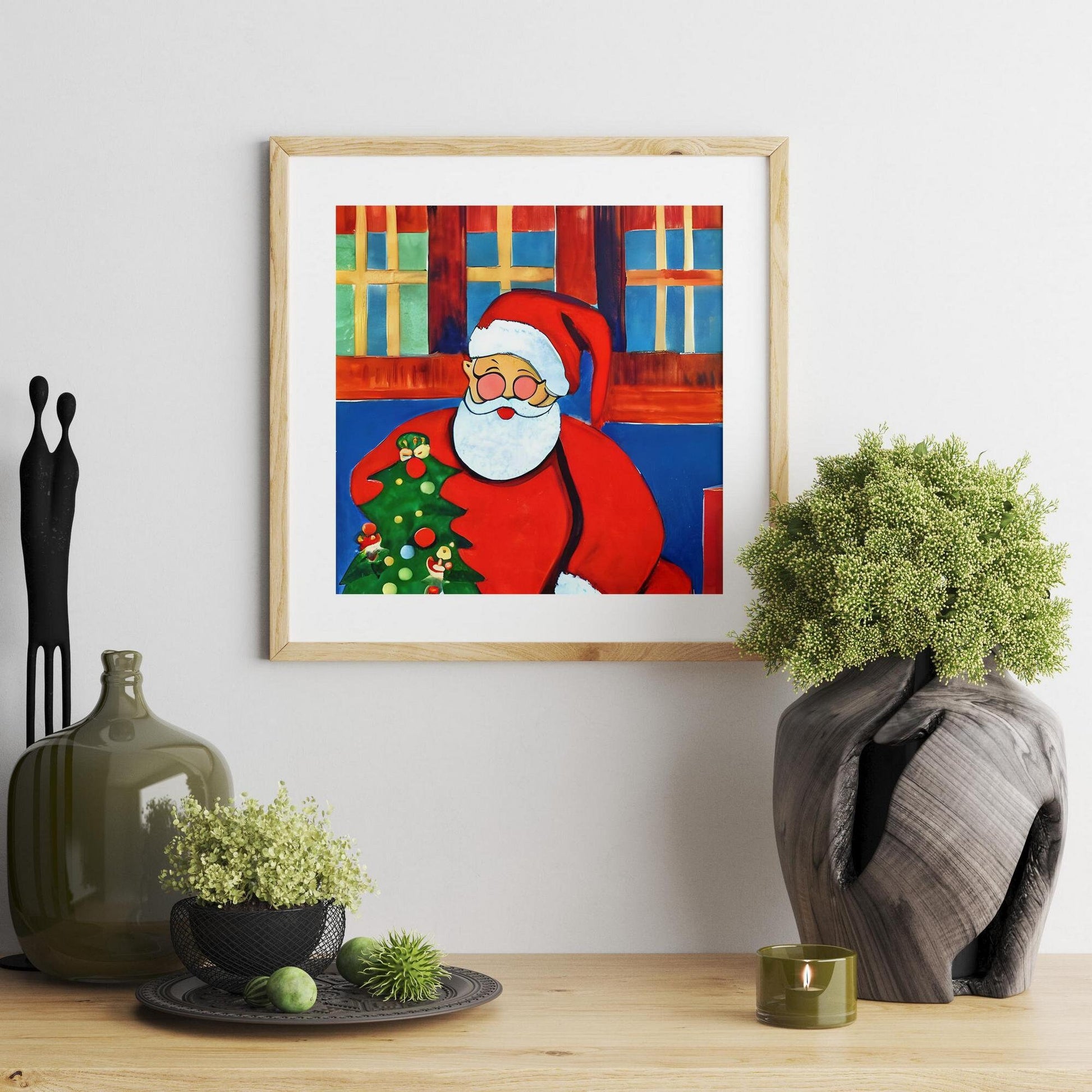 Santa Claus Canvas Print Christmas Décor, Poster, Abstract Print, Square Canvas Wall Art, Kids Room Decor, Framed Canvas, Fine Art Poster
