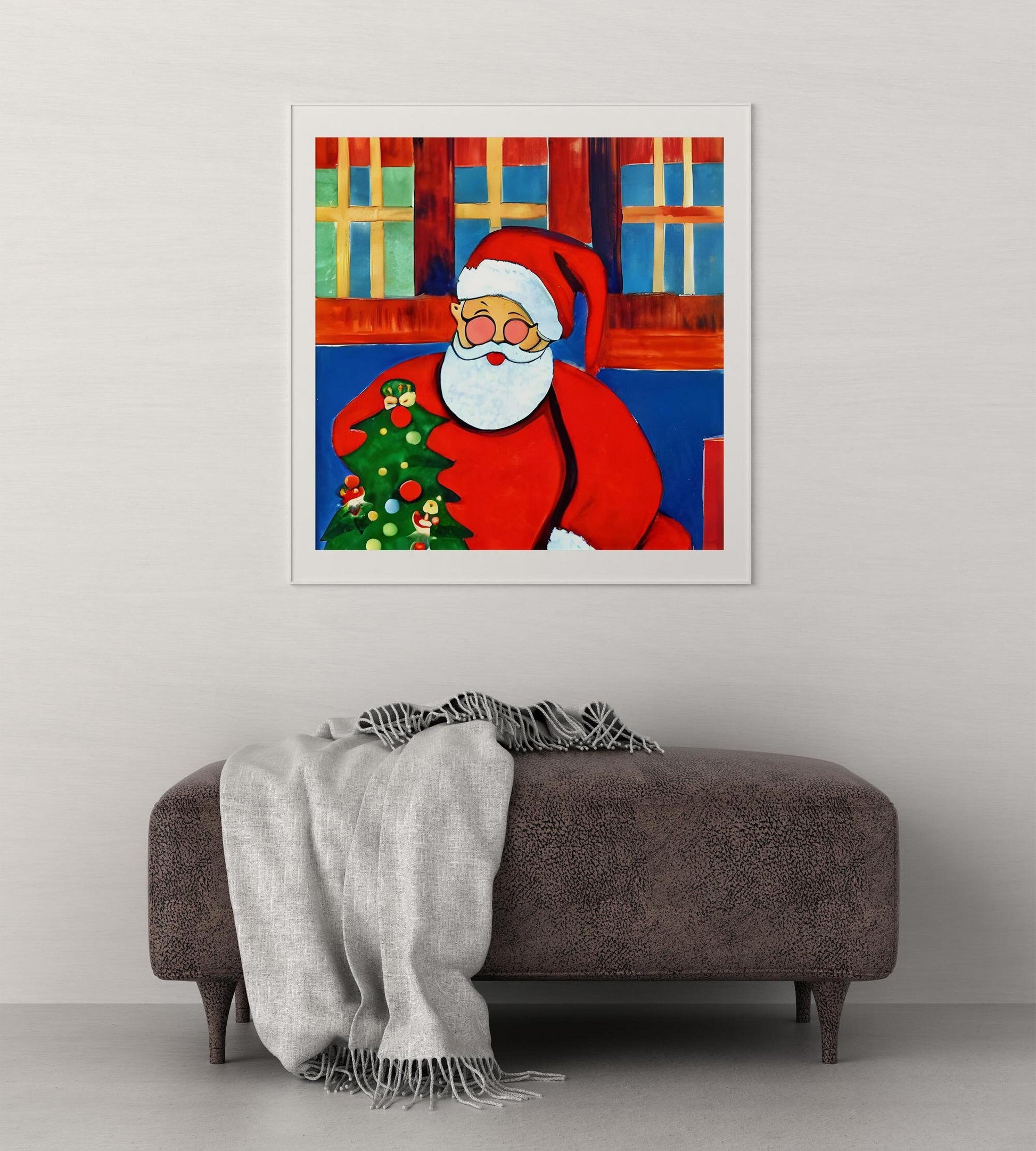 Santa Claus Canvas Print Christmas Décor, Poster, Abstract Print, Square Canvas Wall Art, Kids Room Decor, Framed Canvas, Fine Art Poster