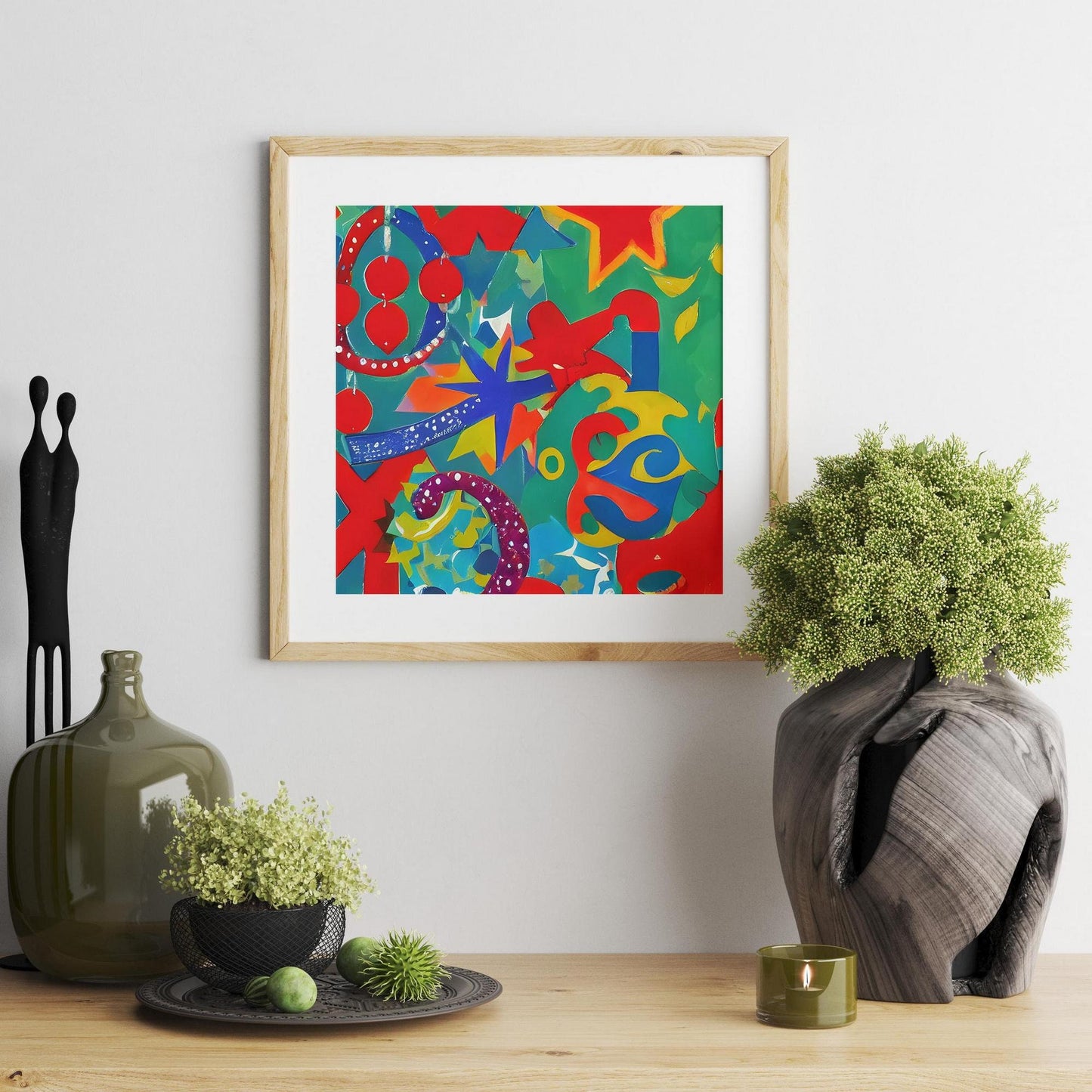 Christmas Decorations Canvas Print, Poster Art, Abstract Print, Square, Kids Wall Art, Framed Art Print, Print From Original Painting