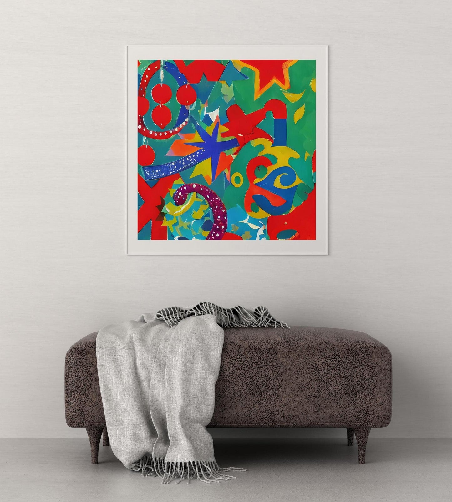 Christmas Decorations Canvas Print, Poster Art, Abstract Print, Square, Kids Wall Art, Framed Art Print, Print From Original Painting