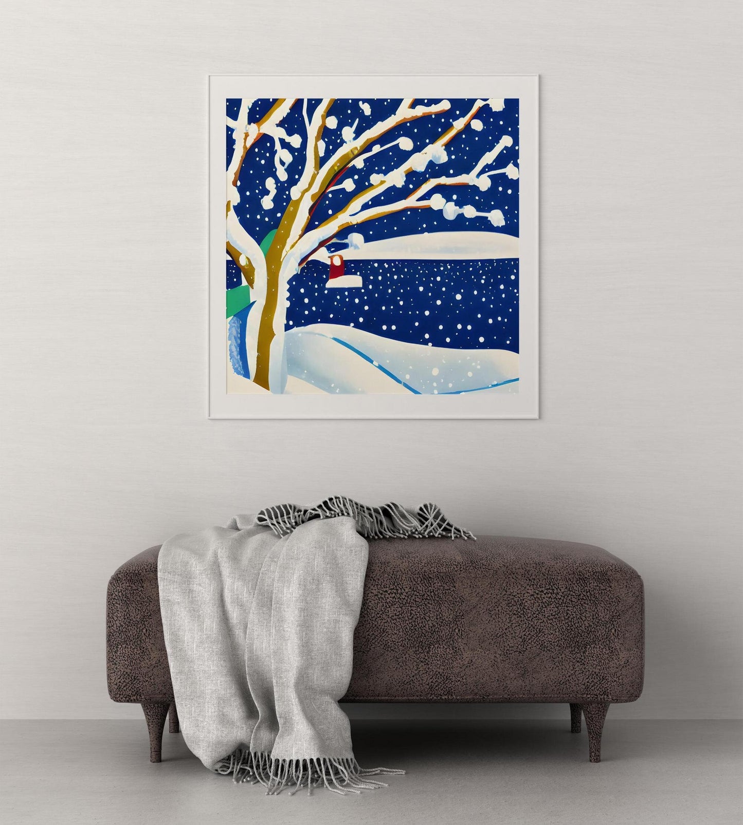 Village On Snowy Christmas Eve Canvas Print, Canvas Print, Abstract Print, Minimalist Prints, Home Decor, Framed Canvas, Watercolor Print