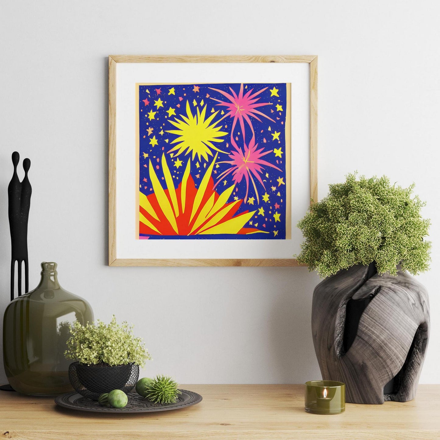 New Year'S Eve Fireworks In The Air Canvas Print, Prints, Abstract Print, Canvas Wall Art, Birthday Gift, Framed Canvas, Original Watercolor
