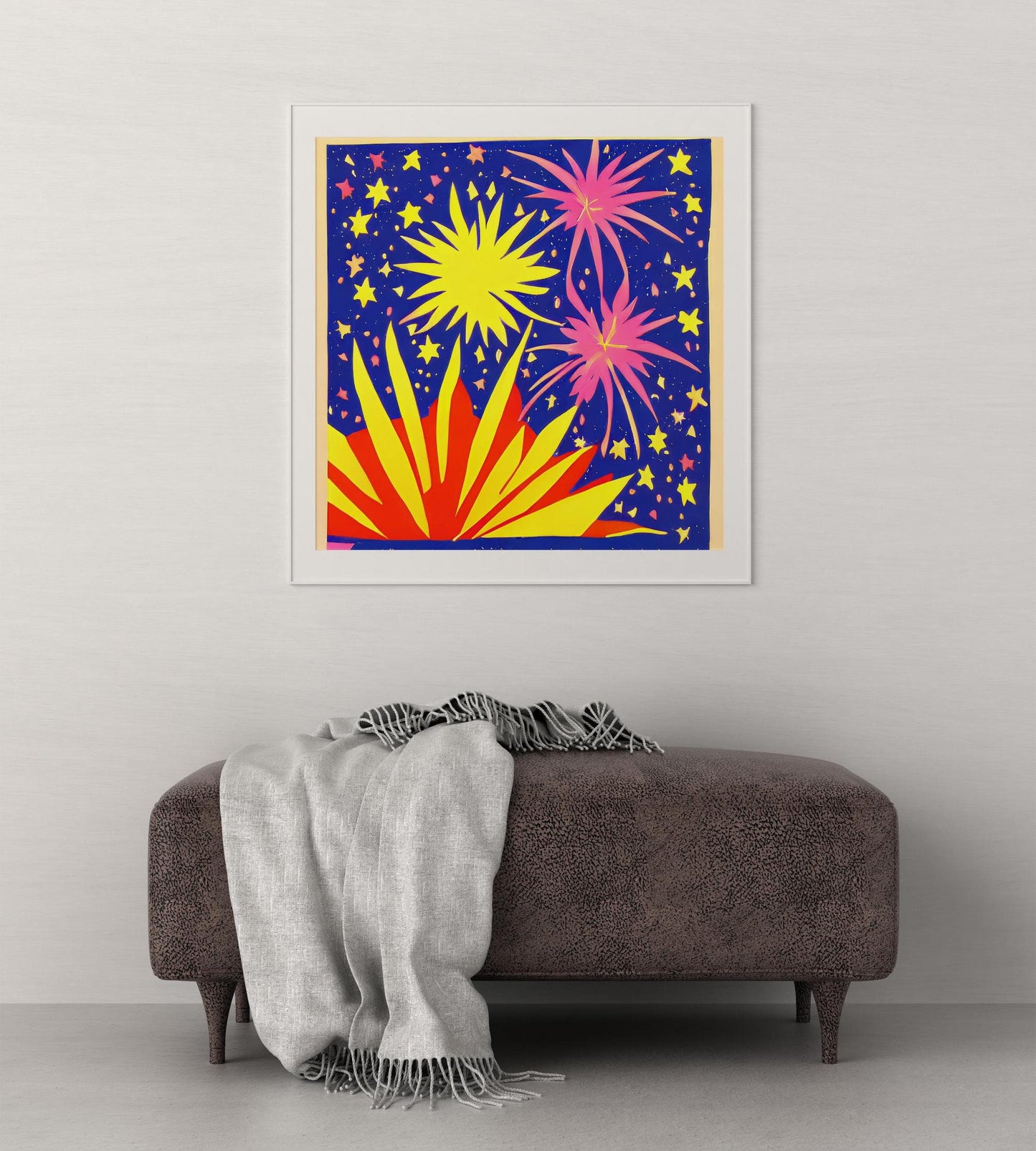 New Year'S Eve Fireworks In The Air Canvas Print, Prints, Abstract Print, Canvas Wall Art, Birthday Gift, Framed Canvas, Original Watercolor