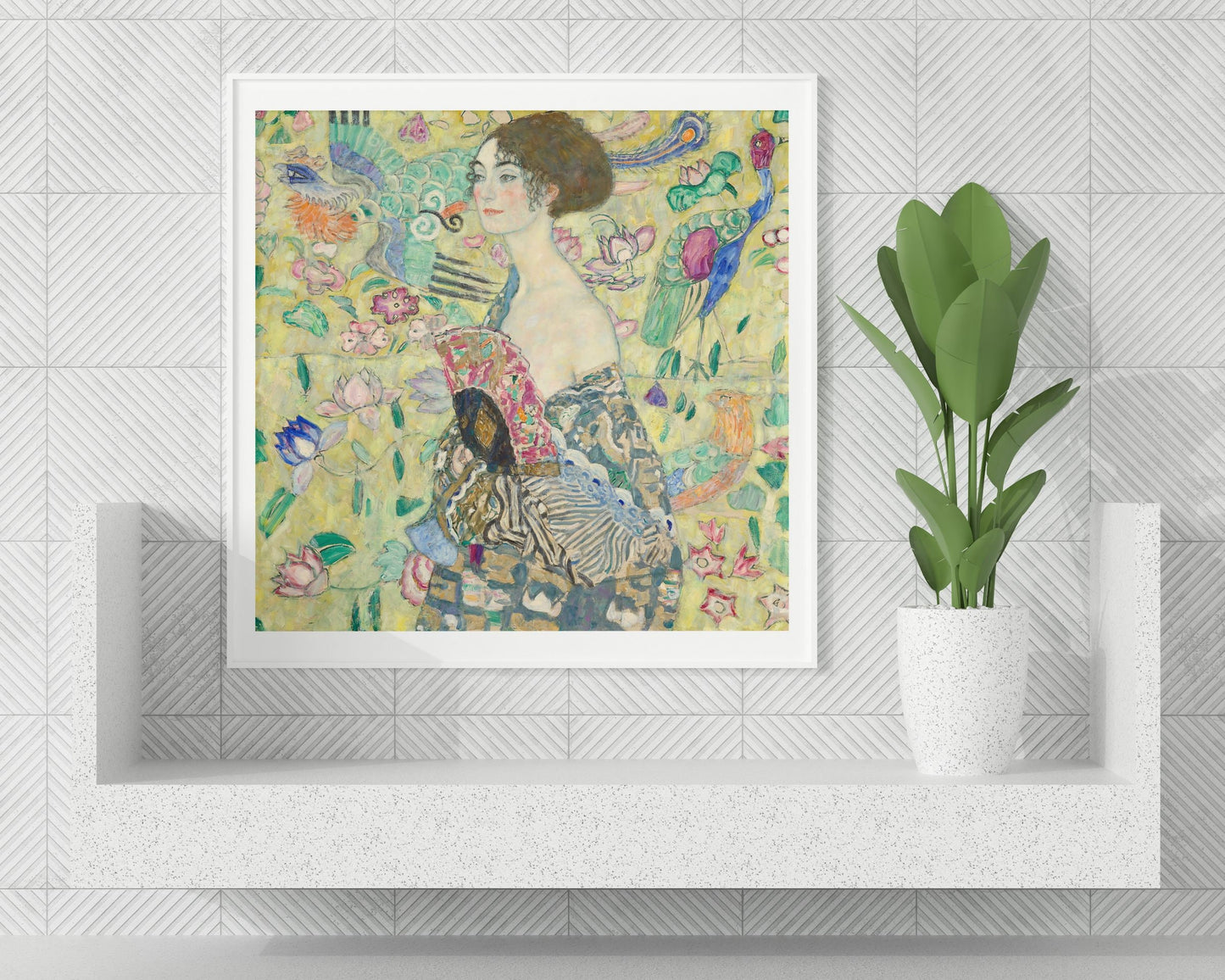 Gustav Klimt Painting Lady With Fan Canvas Print, Wall Art, Masterpiece Print, Large Art Print, Modern Wall Art, Bedroom Wall Art