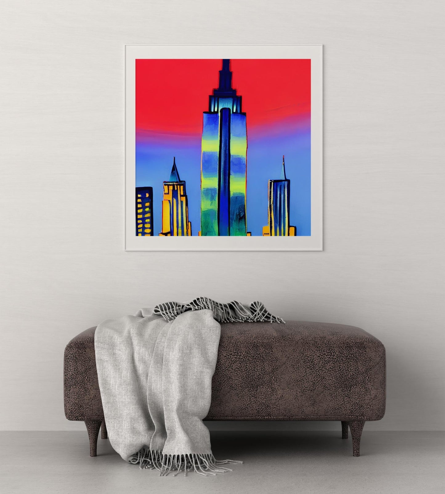 New York Empire State Building Night View, Poster Art, Framed Travel Poster, Travel Poster, Usa, Modern Art, Bedroom Wall Art, Framed Canvas