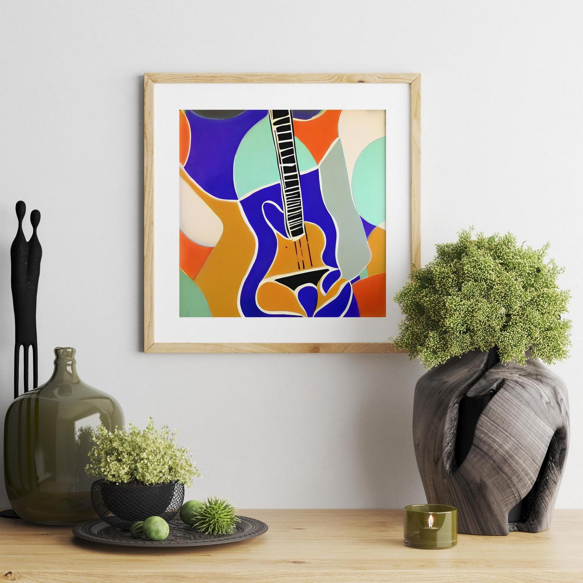 Guitar Music Abstract Art Canvas Print, Abstract Print, Minimalist Wall Art Bedroom, Wall Decor Poster, Framed Canvas, Watercolor Art