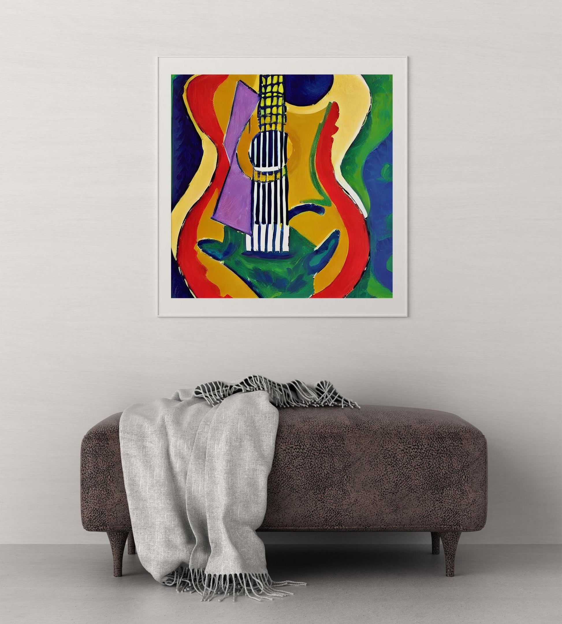 Guitar Music Abstract Art Canvas Print, Poster Print, Abstract Print, Minimalist, Kids Room Decor, Framed Canvas, Watercolor Print