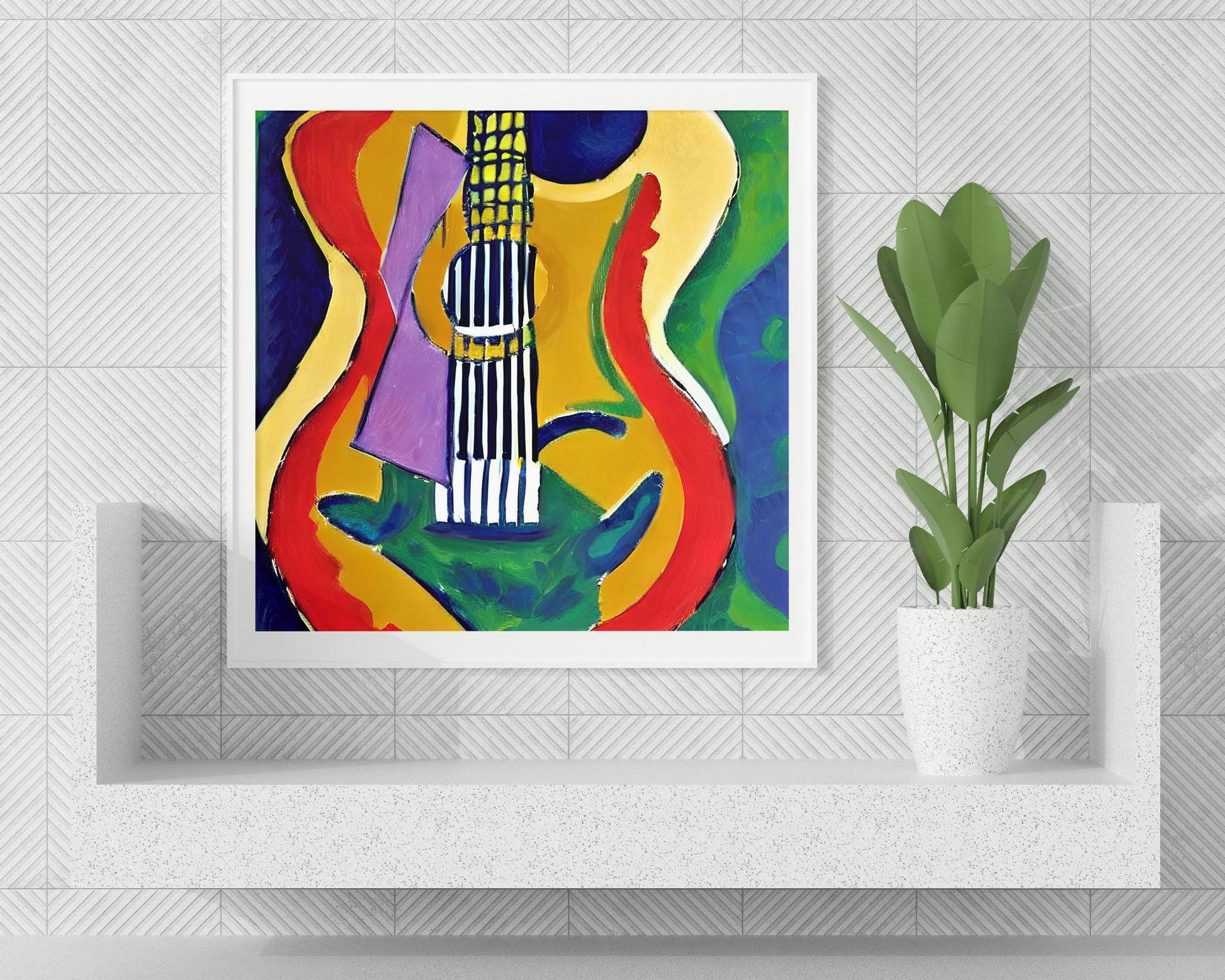 Guitar Music Abstract Art Canvas Print, Poster Print, Abstract Print, Minimalist, Kids Room Decor, Framed Canvas, Watercolor Print