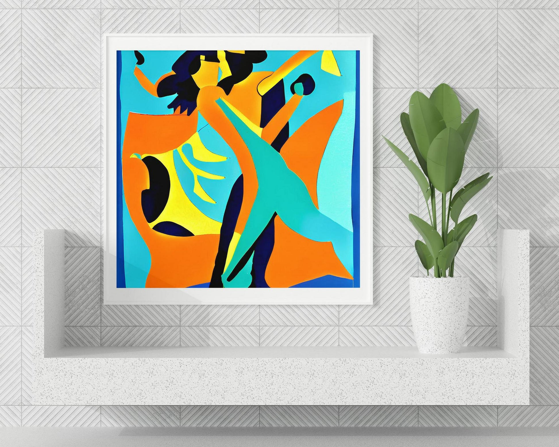 Tango Dancers Abstract Art Canvas Print, Posters, Abstract Print, Vivid Color, Modern Art, Bedroom Decor, Framed Canvas, Original Watercolor