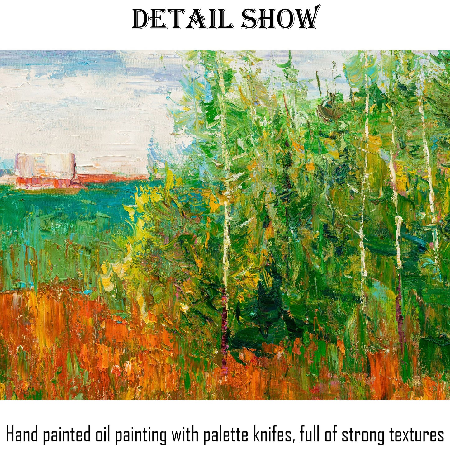 Oil Painting Spring Landscape With Trees - Bring a Unique Aesthetic Room Decor with Impasto Oil Painting of Landscape by George Miller