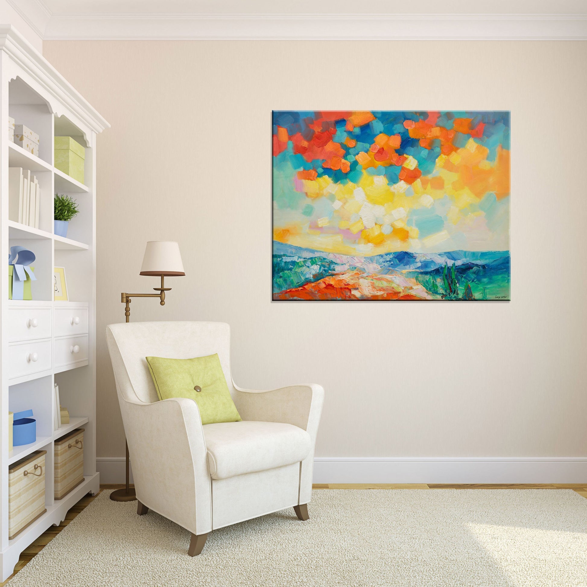 Abstract Landscape Oil Painting, Canvas Wall Art, An Original Abstract Landscape Oil Painting by George Miller