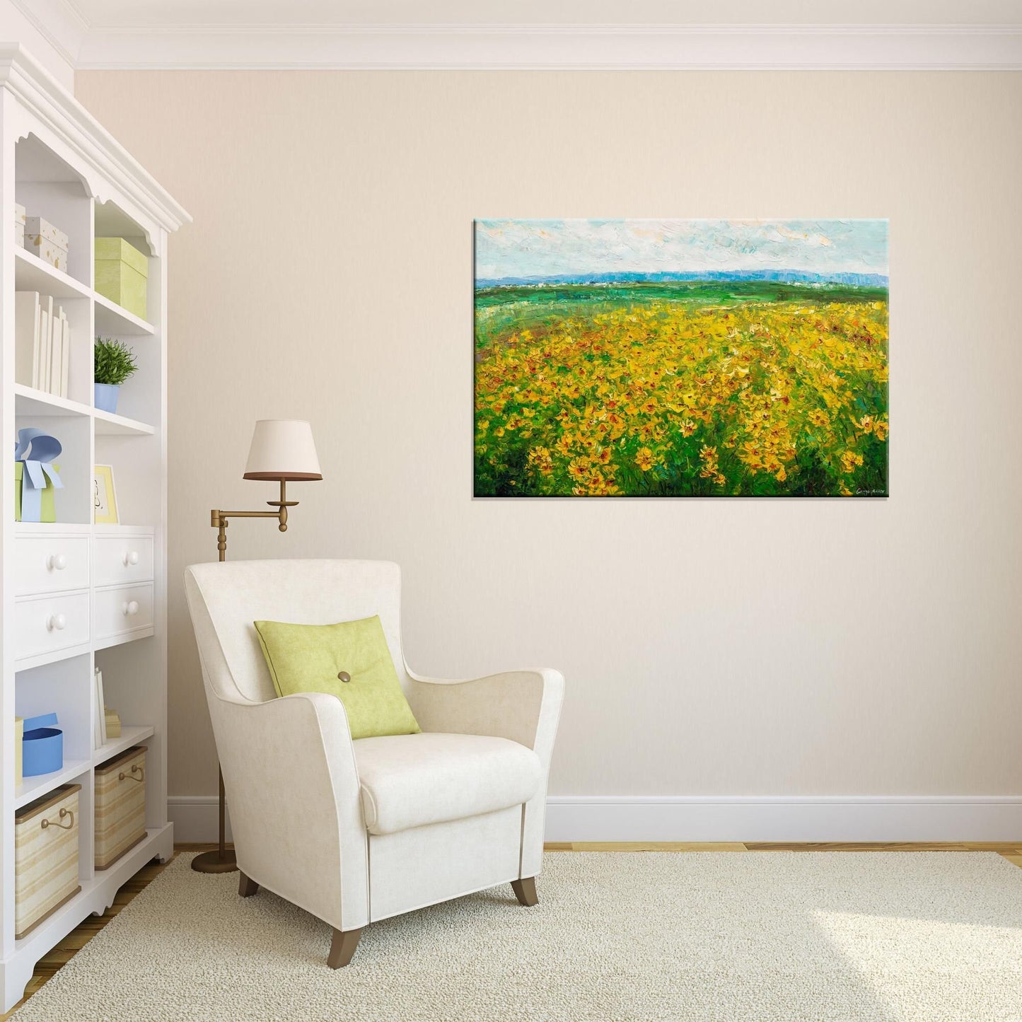 Original Oil Painting Sunflower Field Tuscany, Canvas Painting, Oil On Canvas Painting, Landscape Painting, Extra Large Abstract Painting