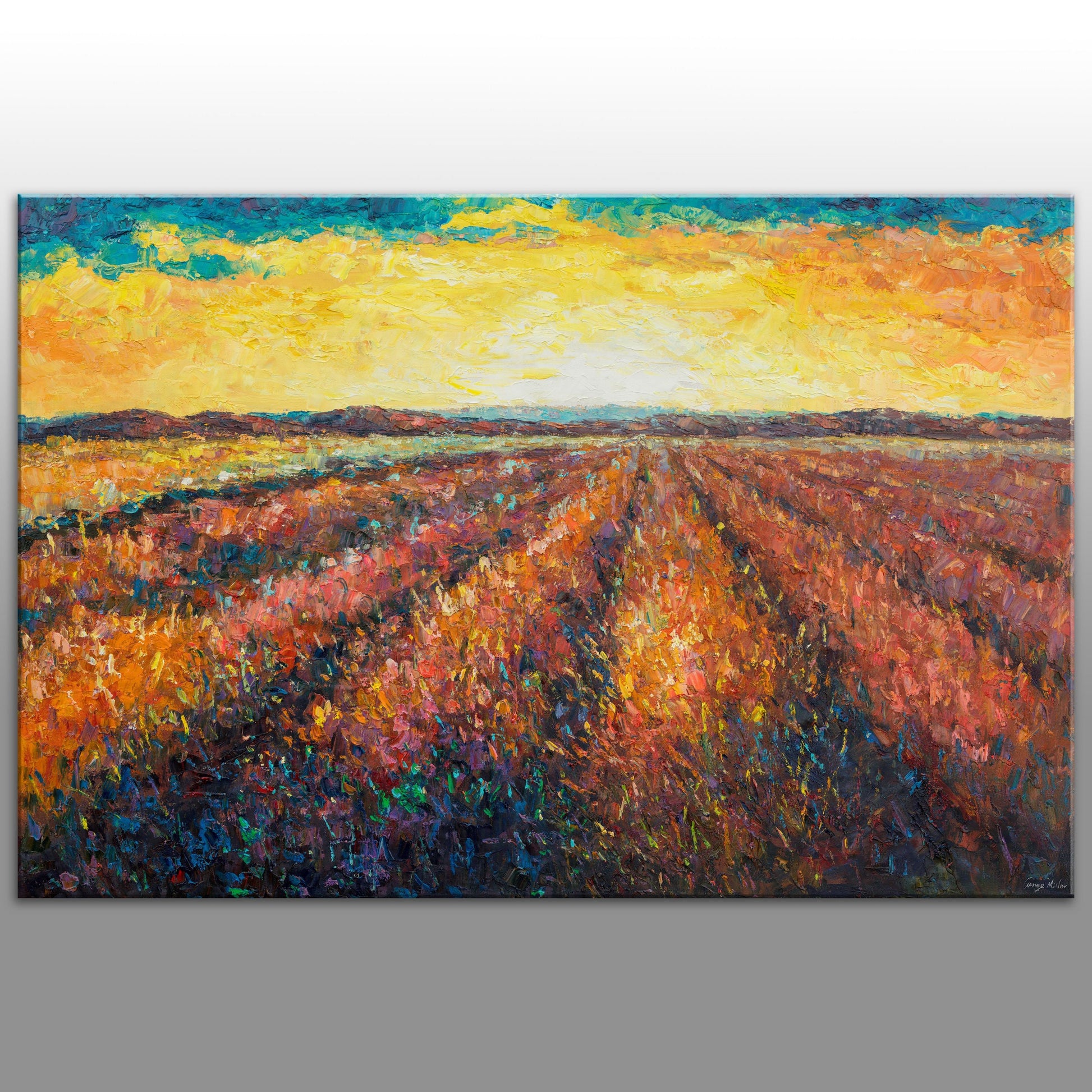 Landscape Oil Painting, Large Wall Art Painting, Lavender Field, Abstract Art, Original Artwork, Canvas Art, Wall Decor, Large Canvas Art