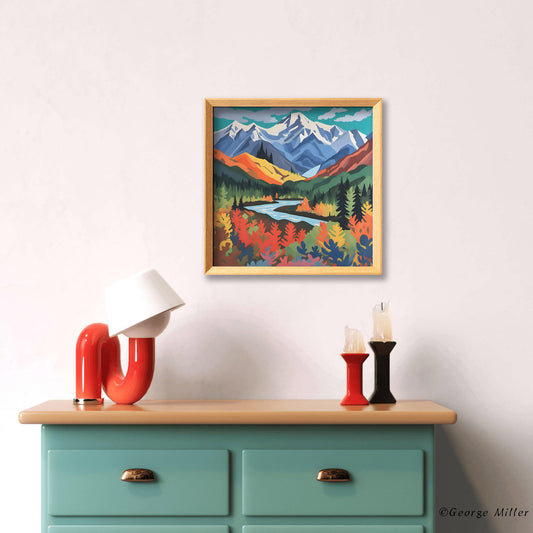 Denali National Park And Preserve Alaska Usa Travel Print, Wall Art Prints, Travel Print, Square Canvas Print, Vivid Color, Modern Wall Art