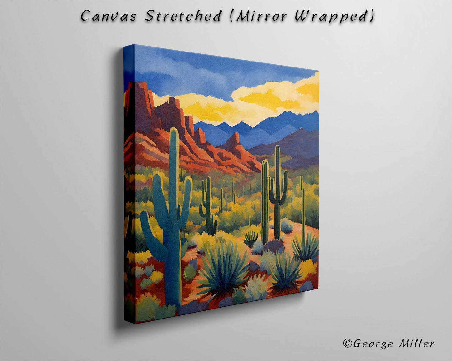Alley View Overlook In Tucson Mountain District, Saguaro National Park Usa Travel Print, Print, Travel Poster Print, Square Canvas Print