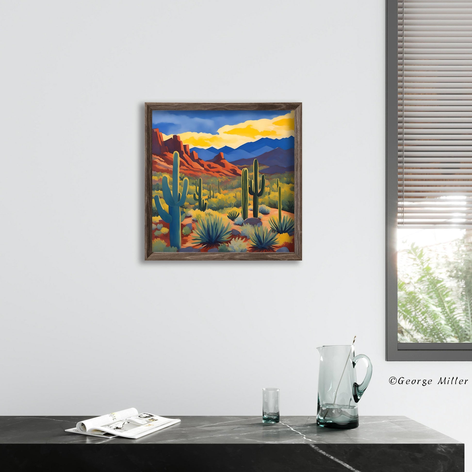 Alley View Overlook In Tucson Mountain District, Saguaro National Park Usa Travel Print, Print, Travel Poster Print, Square Canvas Print