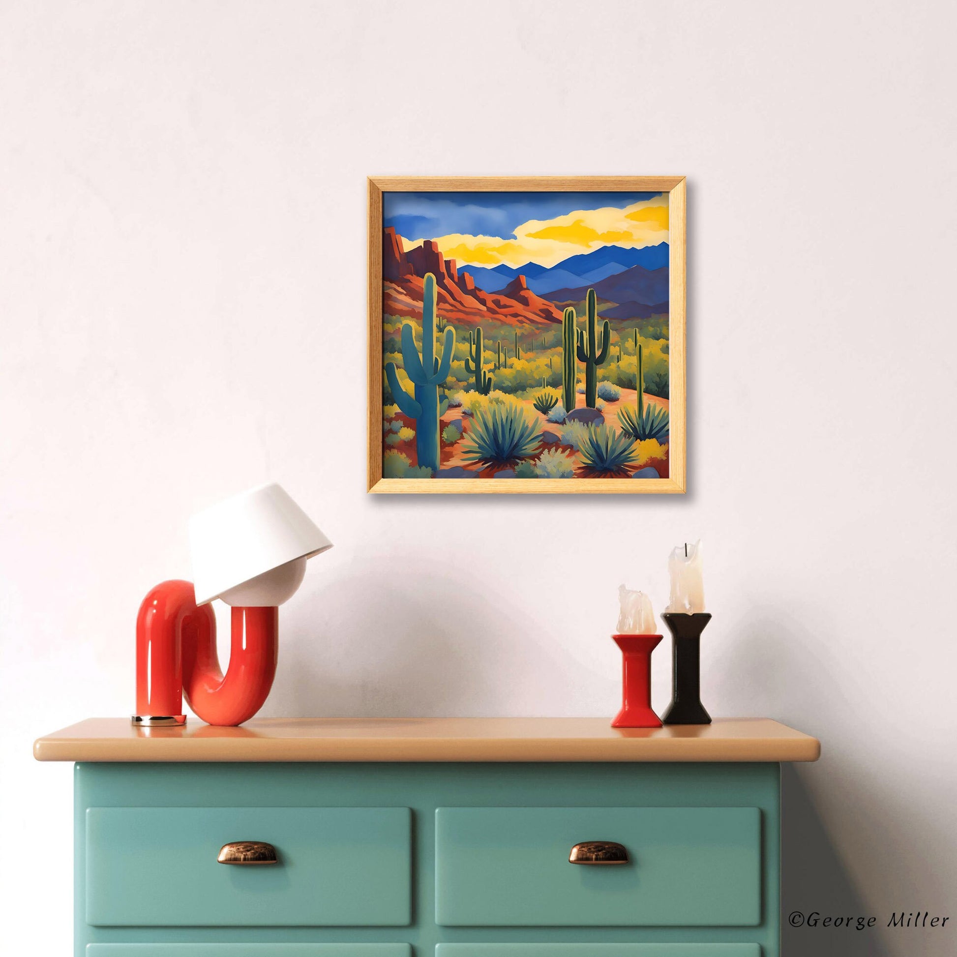 Alley View Overlook In Tucson Mountain District, Saguaro National Park Usa Travel Print, Print, Travel Poster Print, Square Canvas Print