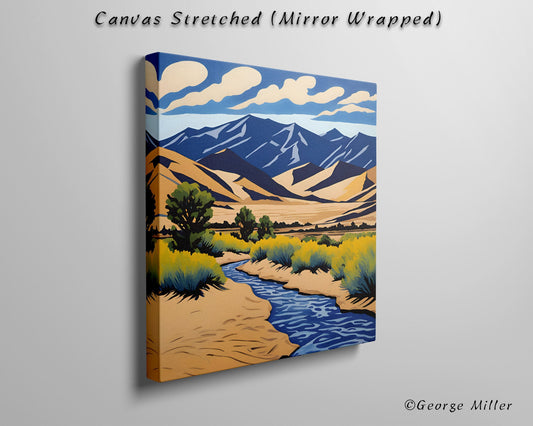 Medano Creek In Great Sand Dunes National Park, Colorado Usa Travel Print, Framed Canvas, Print From Original Painting