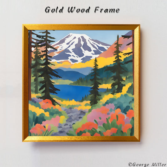 Mount Rainier National Park, Washington State Usa Travel Print, Square Canvas Print, Travel Poster, Framed Canvas, Fine Art Poster
