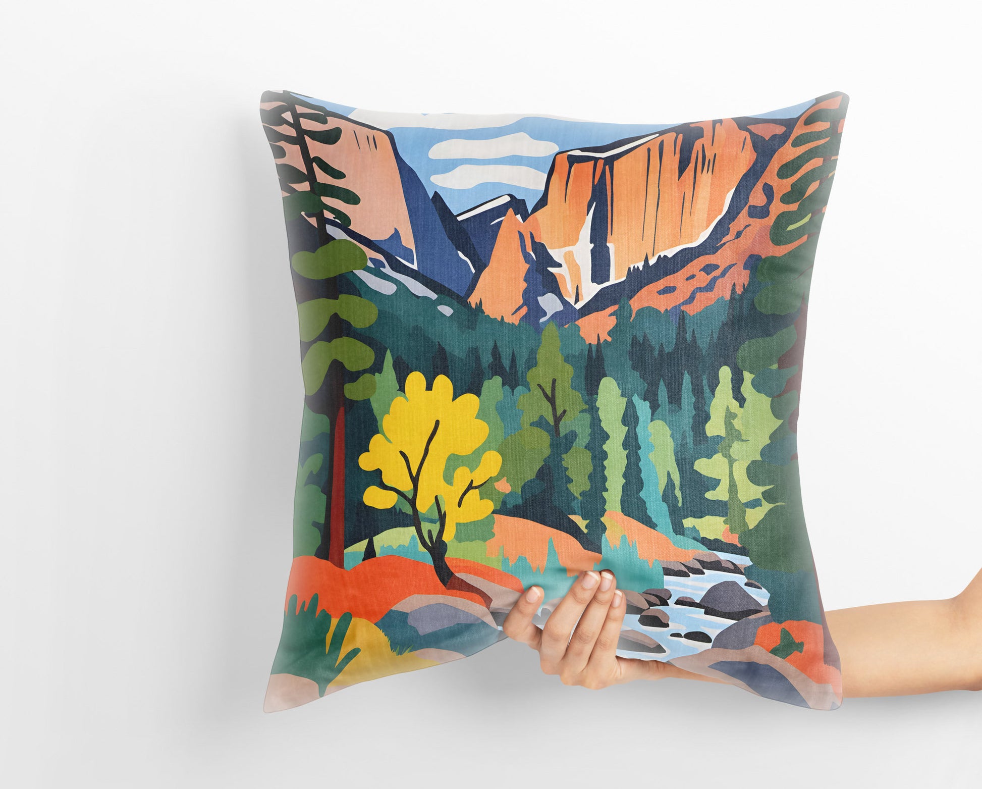 Yosemite National Park California, Pillow Case, Usa Travel Pillow, Artist Pillow, Colorful Pillow Case, Contemporary Pillow, 20X20 Pillow