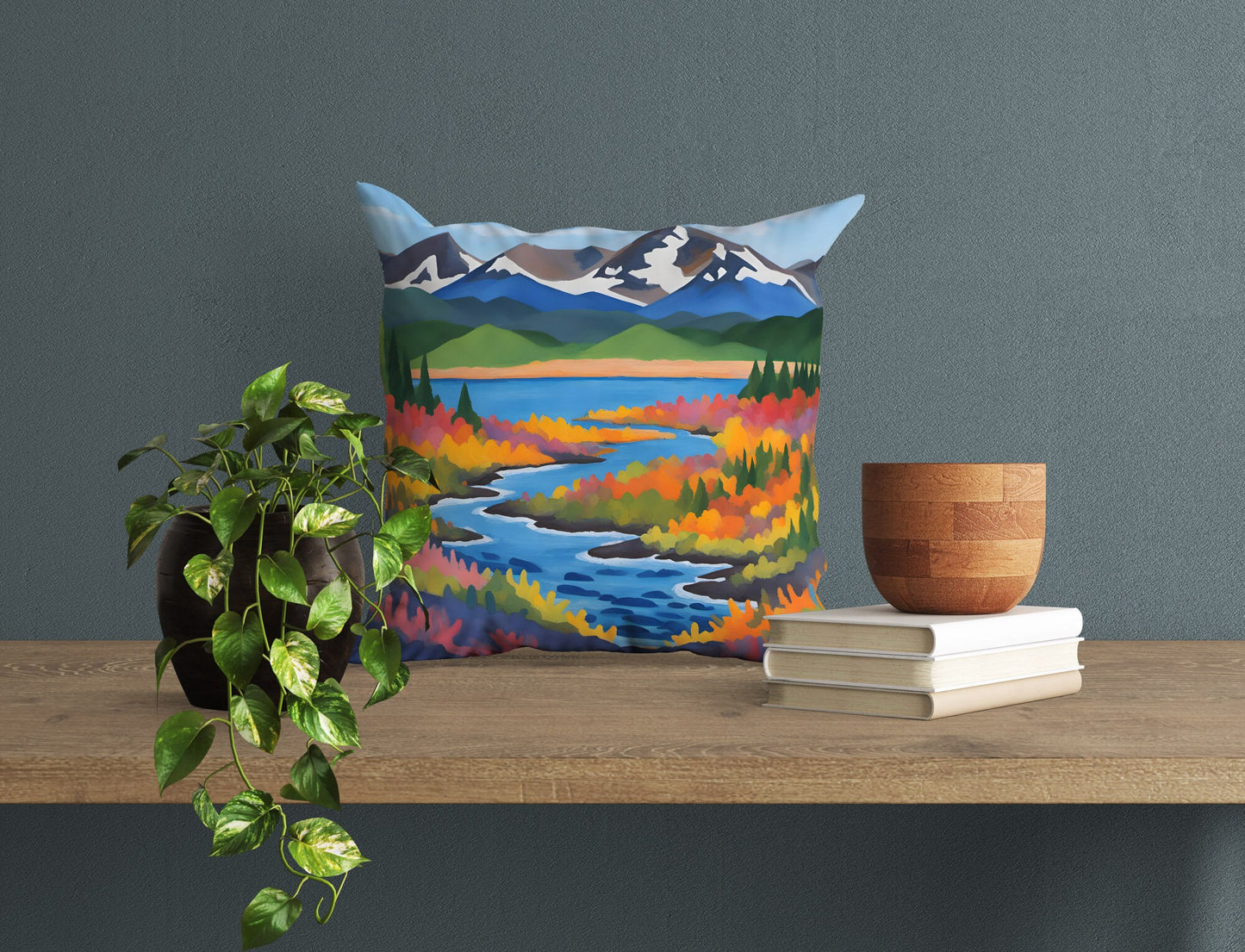 Katmai National Park Alaska, Decorative Pillow, Usa Travel Pillow, Designer Pillow, Colorful Pillow, Fashion, Square Pillow, Home And Living