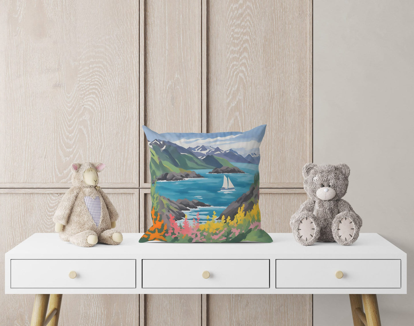 Coastal Scenery In Kenai Fjords National Park, Alaska Toss Pillow, Usa Travel Pillow, Artist Pillow, 18 X 18 Pillow, Pillow Cases For Kids