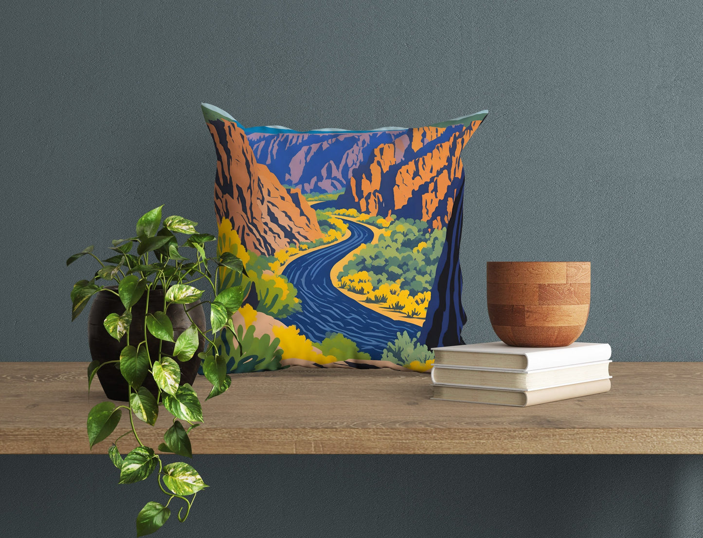 Black Canyon Of The Gunnison National Park Landscape, Colorado Toss Pillow, Usa Travel Pillow, Contemporary Pillow, Indoor Pillow Cases