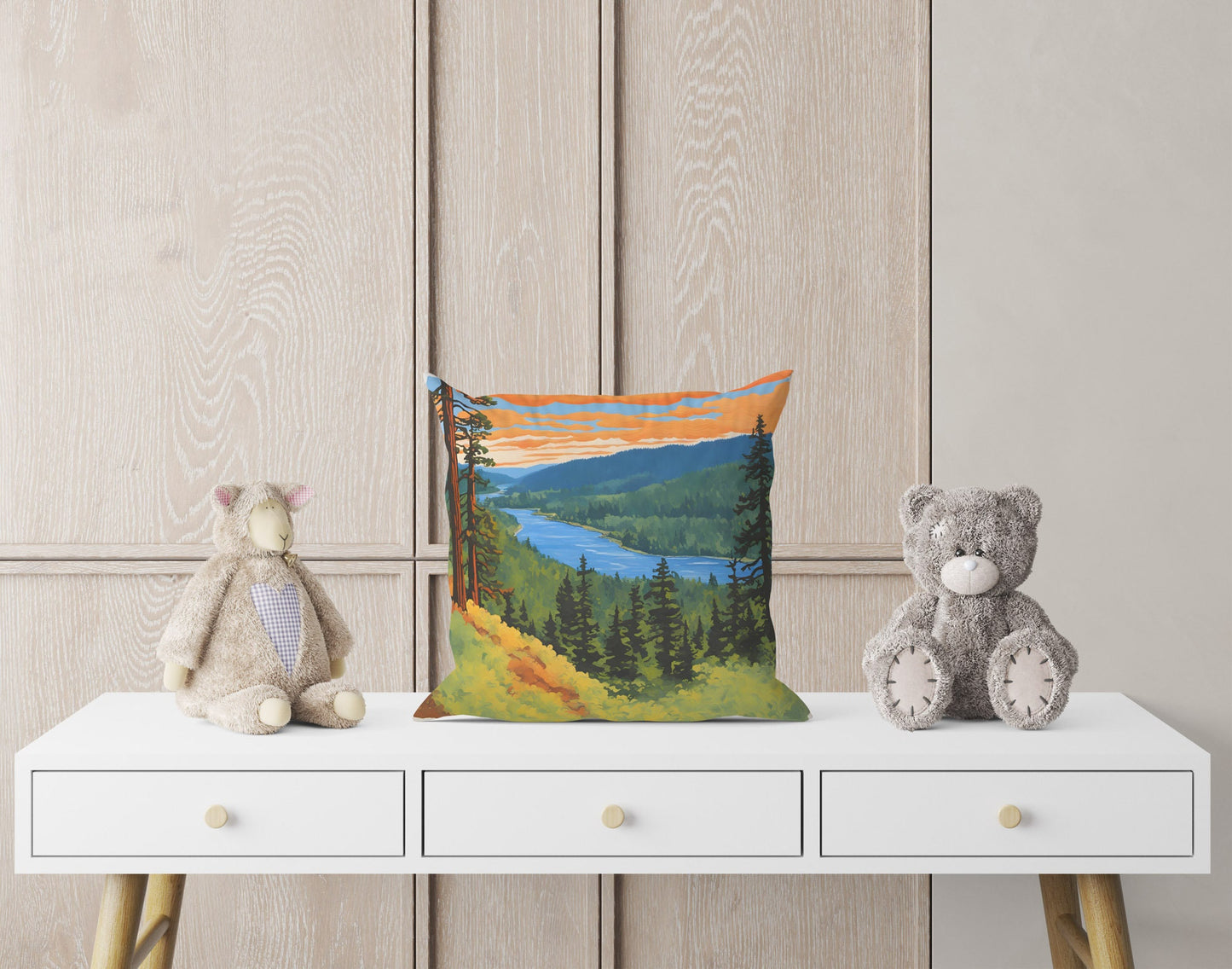 Klamath River Overlook In Redwood National And State Parks, California Tapestry Pillows, Usa Travel Pillow, Home And Living, Sofa Pillows