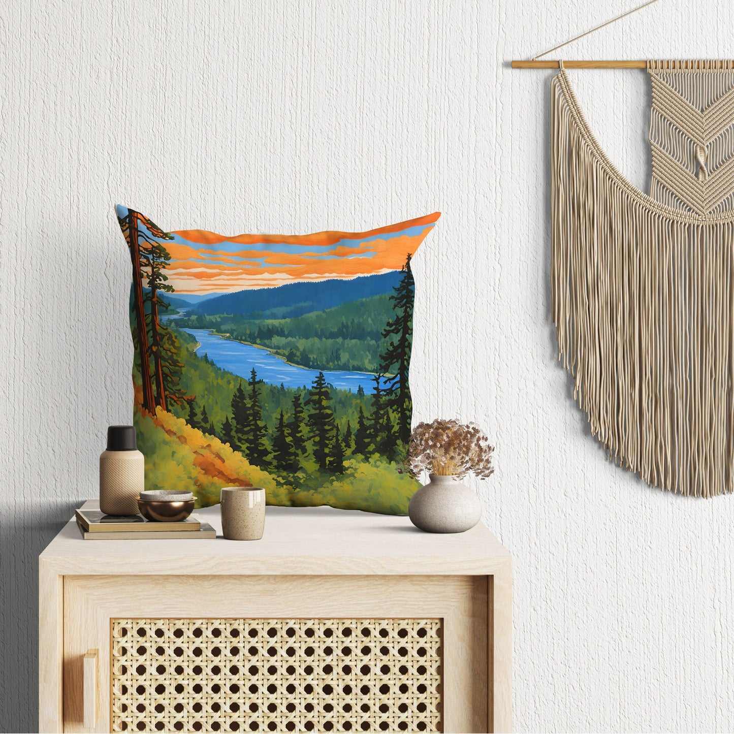 Klamath River Overlook In Redwood National And State Parks, California Tapestry Pillows, Usa Travel Pillow, Home And Living, Sofa Pillows