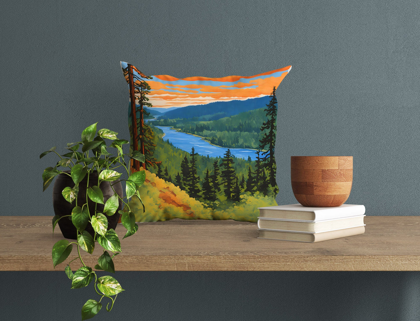 Klamath River Overlook In Redwood National And State Parks, California Tapestry Pillows, Usa Travel Pillow, Home And Living, Sofa Pillows