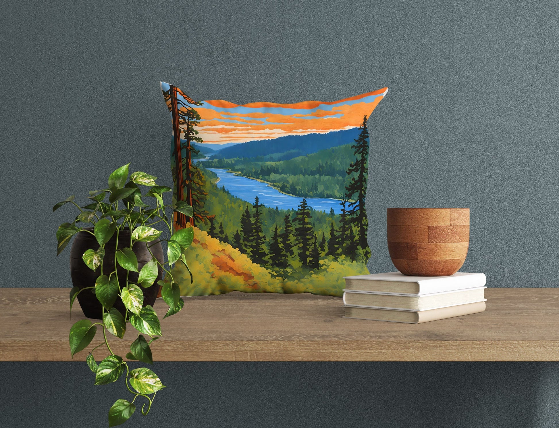 Klamath River Overlook In Redwood National And State Parks, California Tapestry Pillows, Usa Travel Pillow, Home And Living, Sofa Pillows