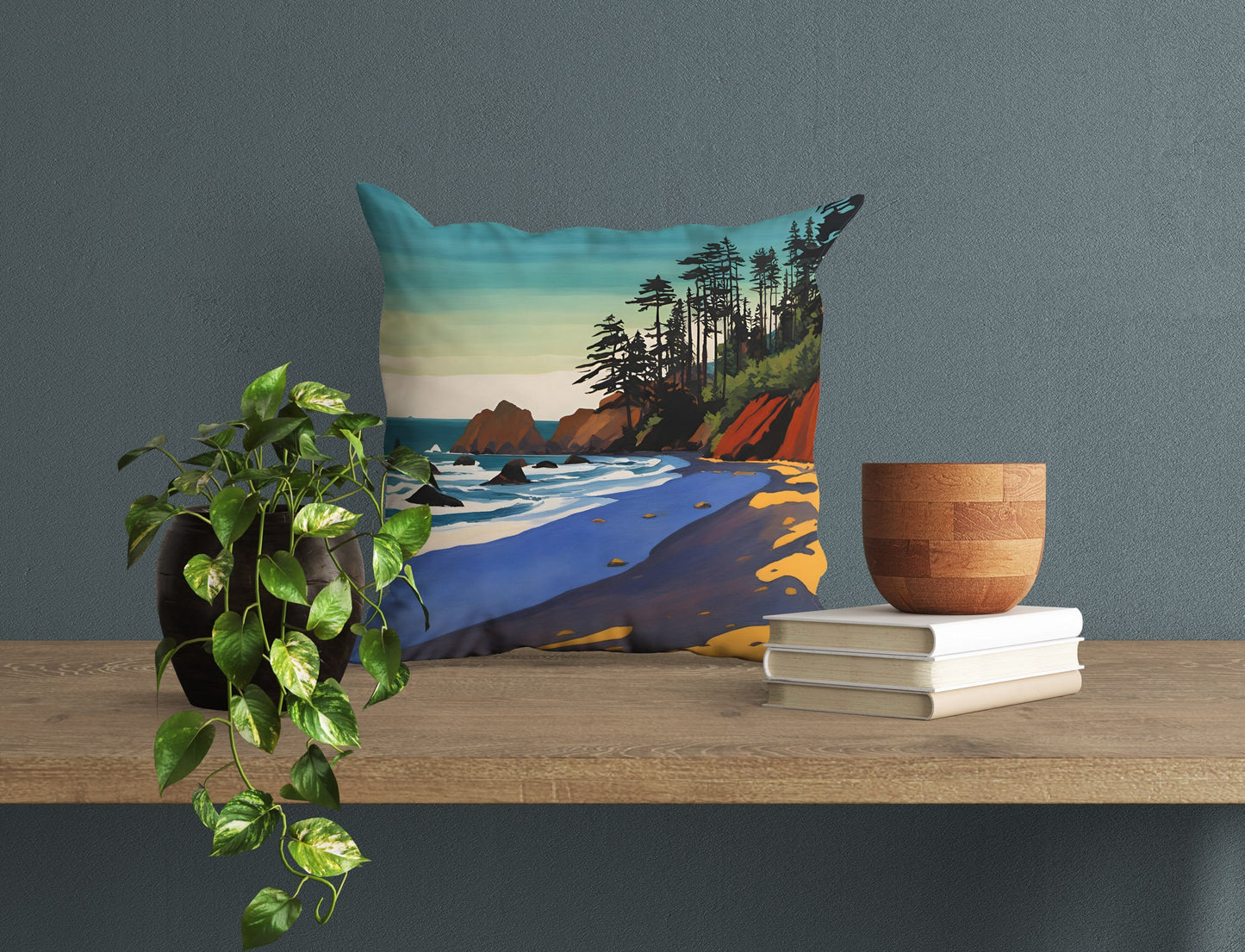 Crescent Beach In Redwood National And State Parks, California Decorative Pillow, Usa Travel Pillow, 24X24 Pillow Case, Playroom Decor