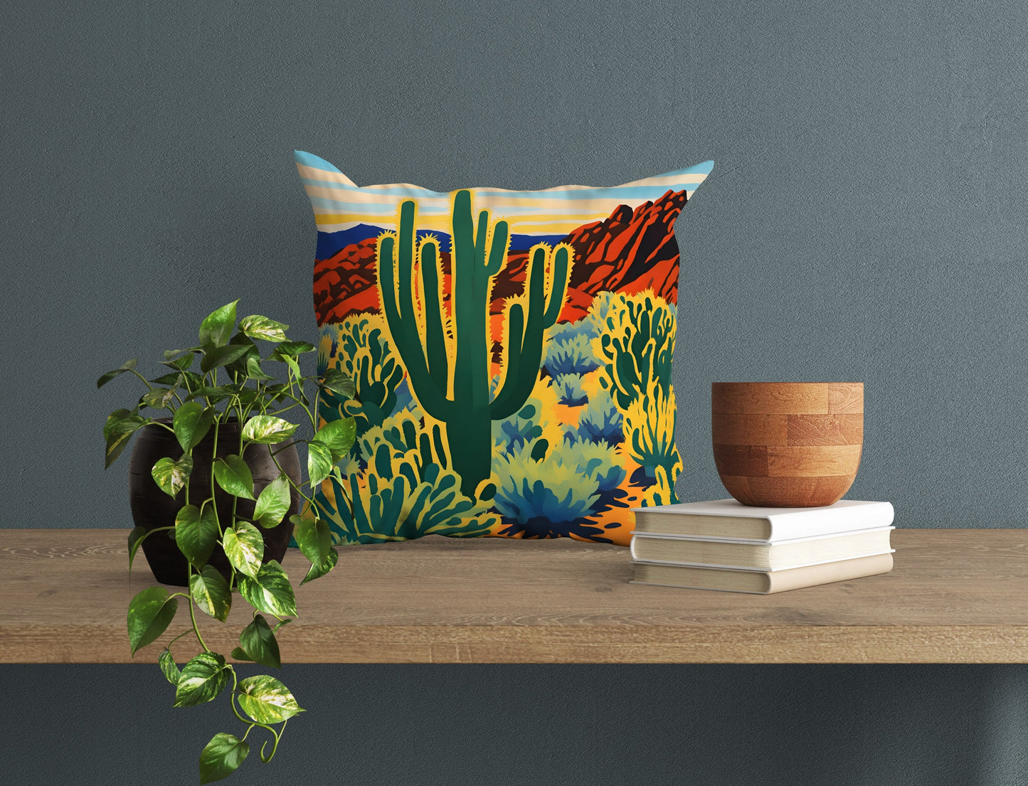 Cholla Cactus Garden In Joshua Tree National Park, California, Usa Pillow Case, Usa Travel Pillow, Modern Pillow, 24X24 Pillow Case