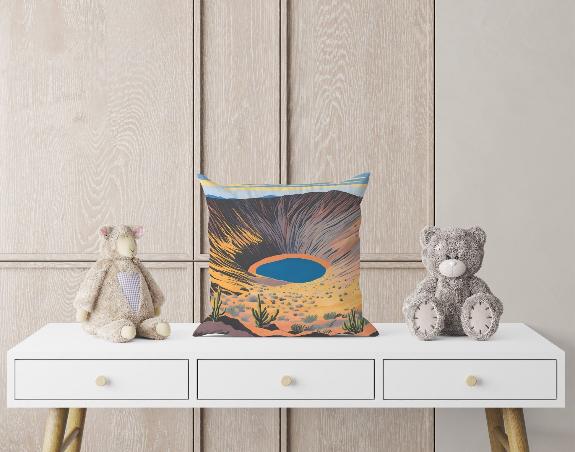 Ubehebe Crater In Death Valley National Park, California Pillow Case, Usa Travel Pillow, Soft Pillow, Colorful Pillow Case, Square Pillow