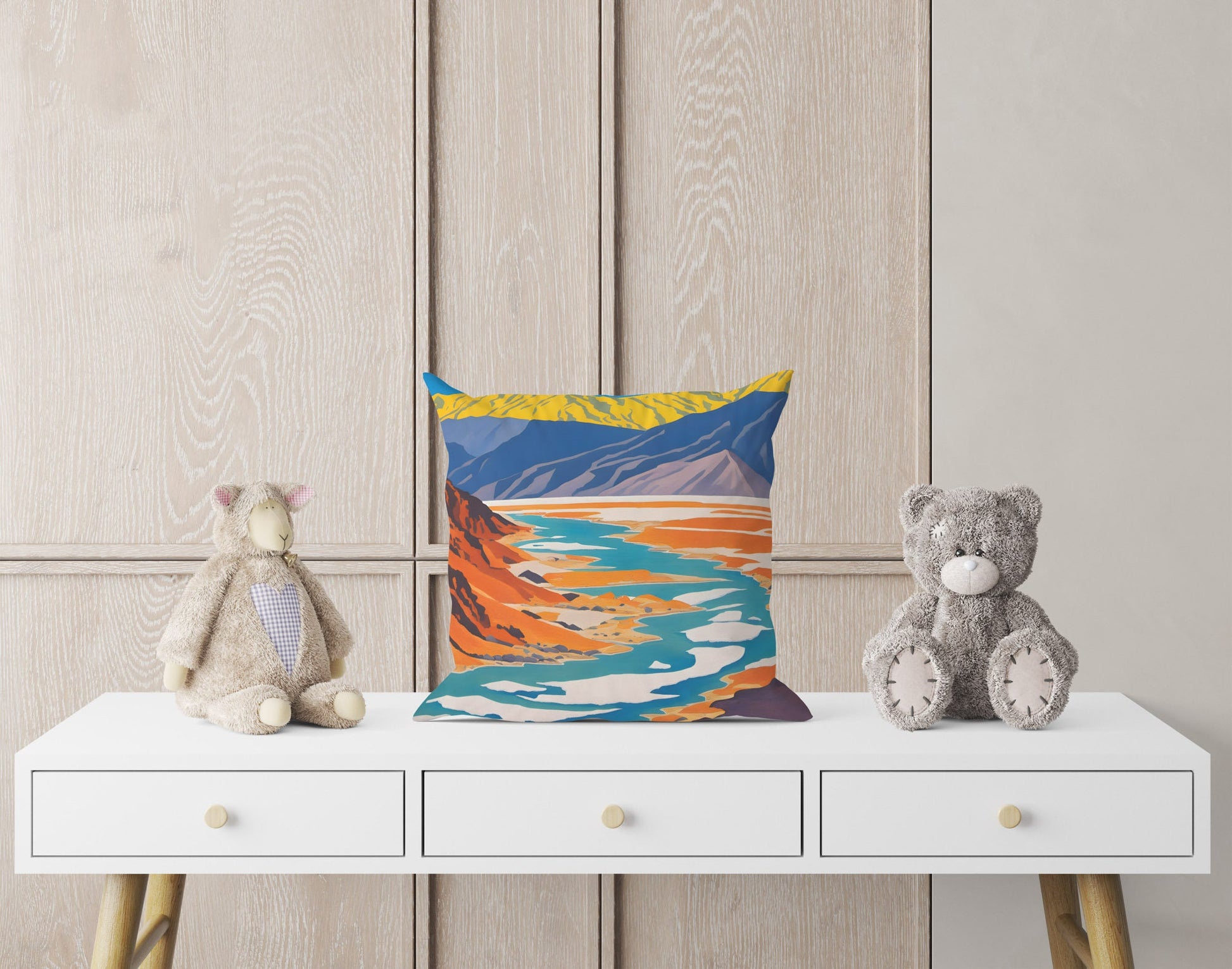 Badwater Basin In Death Valley National Park, California Throw Pillow, Usa Travel Pillow, Designer Pillow, 20X20 Pillow Cover