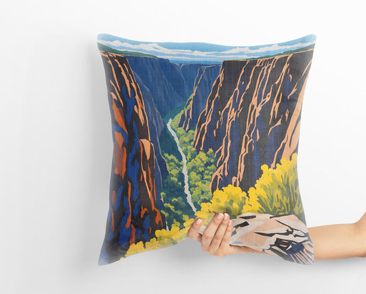 Painted Wall Overlook In Black Canyon Of The Gunnison National Park, Colorado, Usa Tapestry Pillows, Usa Travel Pillow, 18 X 18 Pillow Cover