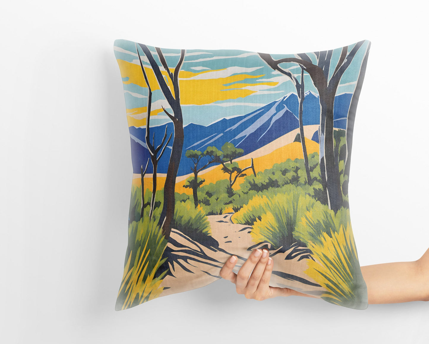 Montville Nature Trail In Great Sand Dunes National Park, Colorado, Usa Pillow Case, Usa Travel Pillow, Contemporary Pillow, 16X16 Case