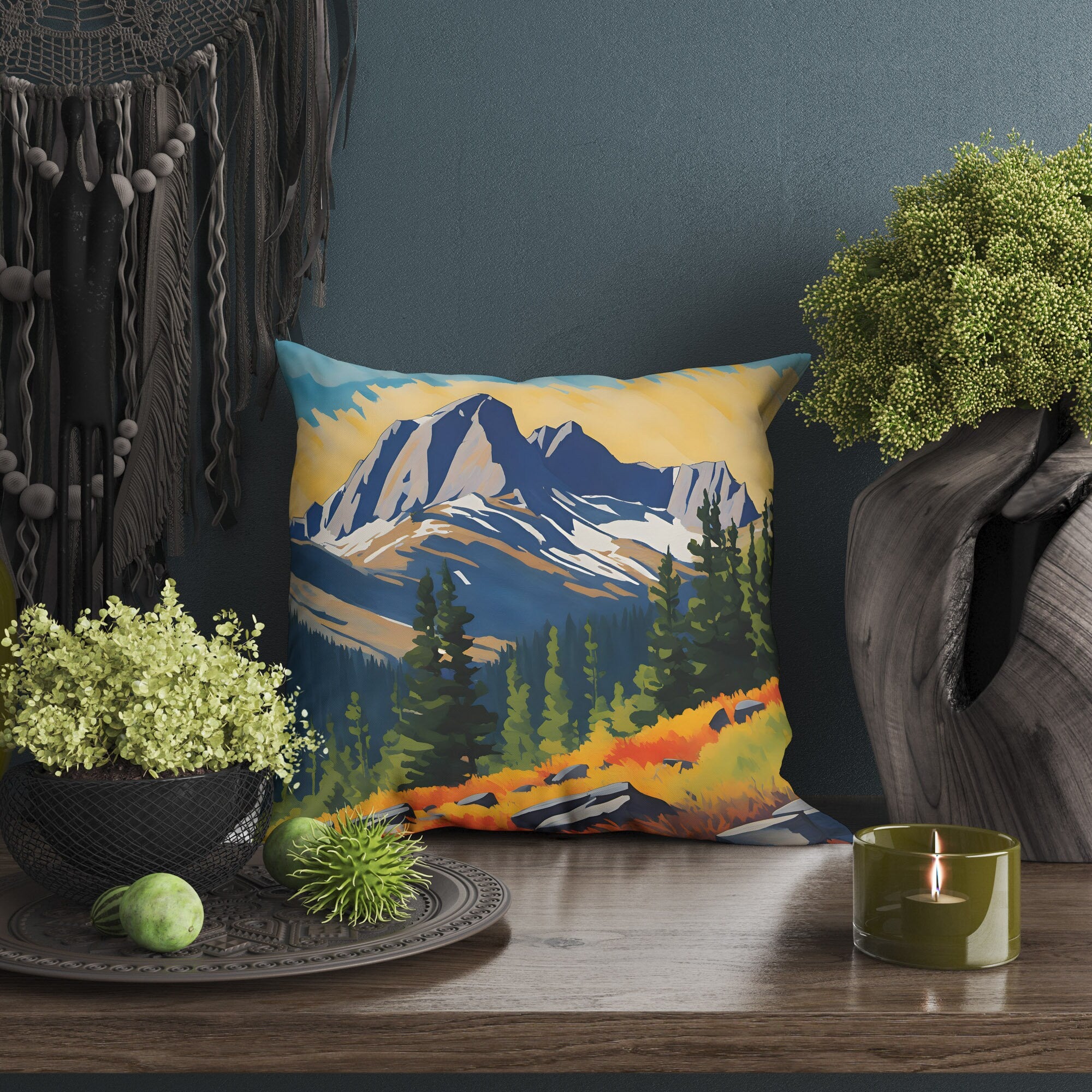 Hallett Peak In Rocky Mountain National Park Colorado Tapestry Pillows Usa Travel Pillow Soft Pillow Contemporary Pillow 20X20 Pillow